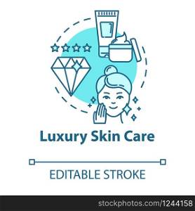 Luxury skin care, professional cosmetics concept icon. Beauty products, high quality, cosmetology idea thin line illustration. Vector isolated outline RGB color drawing. Editable stroke