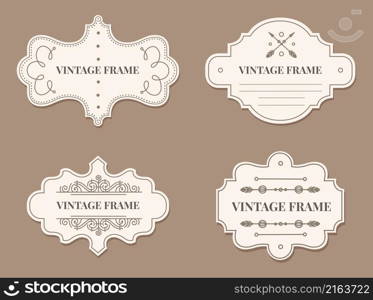 Luxury tag frame form and shape for certificate. Vector border decoration for wedding frame illustraton. Luxury tag frame form and shape for certificate