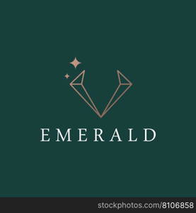 Luxury Vintage Emerald Gemstone logo in trendy style for jewelry.