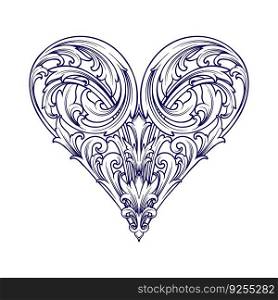 Luxury vintage petals heart flourish engraving ornament silhouette vector illustrations for your work logo, merchandise t-shirt, stickers and label designs, poster, greeting cards advertising business company or brands