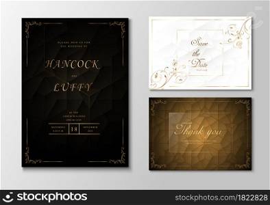 Luxury wedding invitation card template black, white and gold background elegant with geometric design. Vector illustration.Eps10