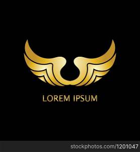 Luxury wings GOLD logo emblem design concept template