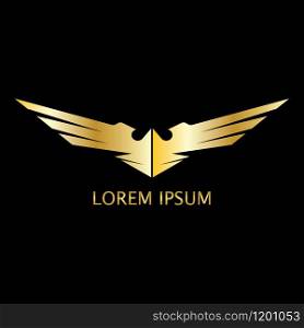 Luxury wings GOLD logo emblem design concept template