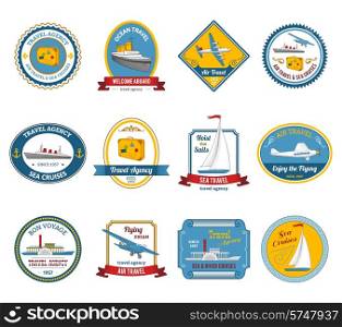 Luxury yacht sea sail dream cruise vacation travel agency offer color icons set abstract isolated vector illustration