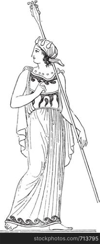Lydian Costume (paintings vases), vintage engraved illustration.