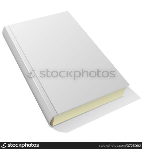 Lying blank hardcover book isolated on white background.