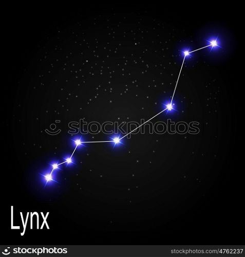 Lynx Constellation with Beautiful Bright Stars on the Background of Cosmic Sky Vector Illustration EPS10. Lynx Constellation with Beautiful Bright Stars on the Background