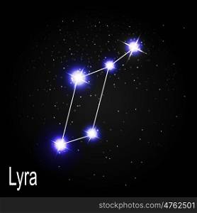Lyra Constellation with Beautiful Bright Stars on the Background of Cosmic Sky Vector Illustration EPS10. Lyra Constellation with Beautiful Bright Stars on the Background