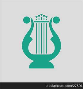 Lyre icon. Gray background with green. Vector illustration.