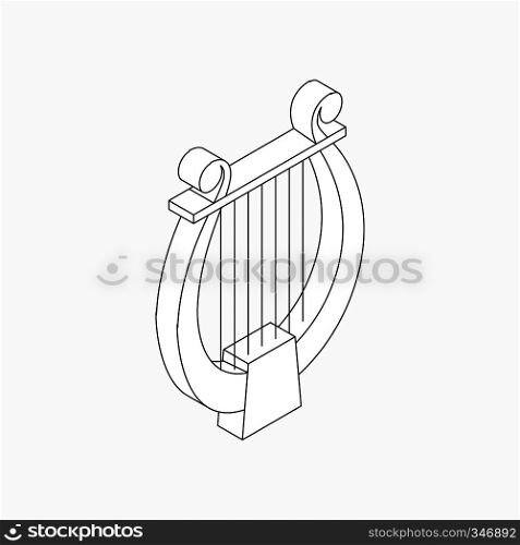 Lyre icon in isometric 3d style isolated on white background. Lyre icon, isometric 3d style