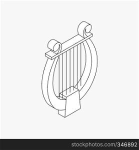 Lyre icon in isometric 3d style isolated on white background. Lyre icon, isometric 3d style