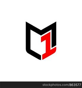 M 1 Letter Shield Letter Logo Template Illustration Design. Vector EPS 10.