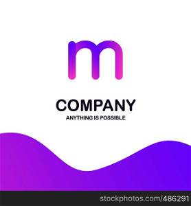 M company logo design with purple theme vector