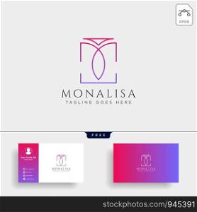 m initial beauty cosmetic line art logo template vector illustration icon element isolated with business card - vector. m initial beauty cosmetic line art logo template vector illustration icon element