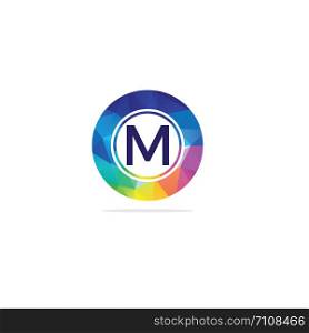 M Letter colorful logo in the hexagonal. Polygonal letter M