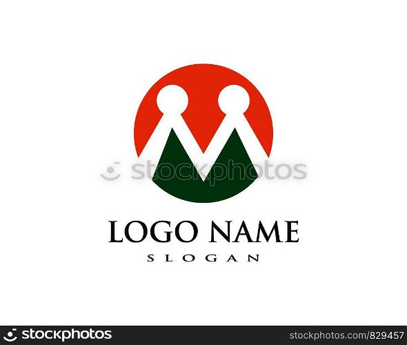 M letter community care Logo template vector icon
