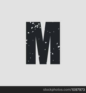 M letter grunge style simple design. Vector eps10