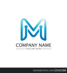 M Letter Logo and font Template vector illustration design logo for business and identity