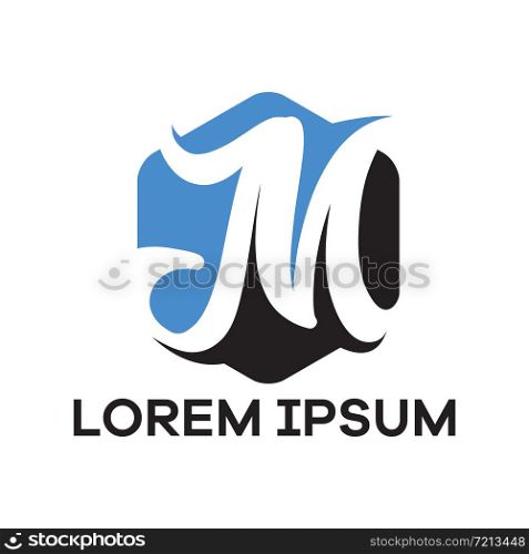 M letter logo design. Letter m in hexagonal shape vector illustration.