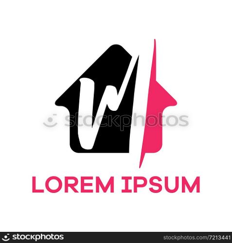 M letter logo design. Letter m in house shape vector illustration.