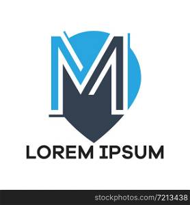 M letter logo design. Letter m in location pin shape vector illustration.