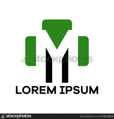 M letter logo design. Letter m in medical plus vector illustration.