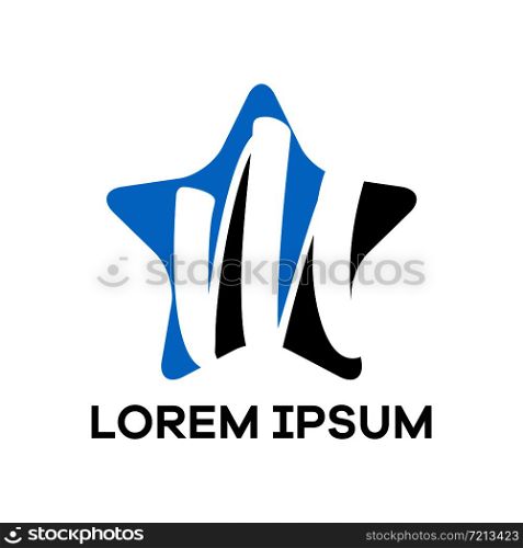 M letter logo design. Letter m in star shape vector illustration.