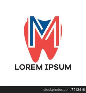 M letter logo design. Letter m in tooth shape vector illustration.
