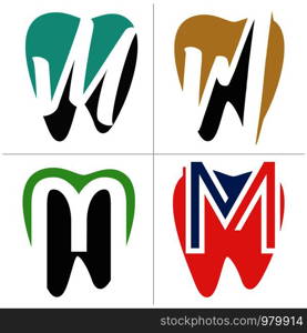 M letter logo design. Letter m in tooth shape vector illustration