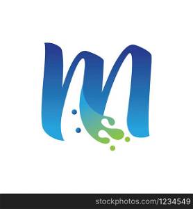 M letter logo design with water splash ripple template