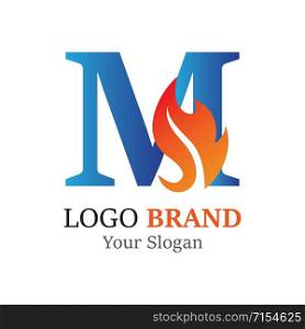 M Letter logo fire creative concept template design