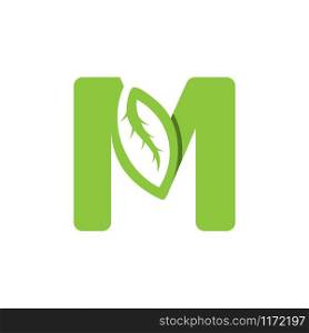 M Letter logo leaf concept template design