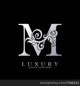 M Letter Logo Monogram Luxury Initial Logo vector template design silver.