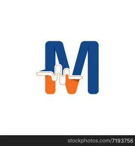 M Letter logo on pulse concept creative template design