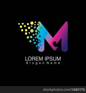 M Letter Logo with dots gradient design. company Alphabet vector template