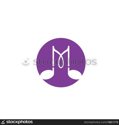 m letter music note vector illustration icon design