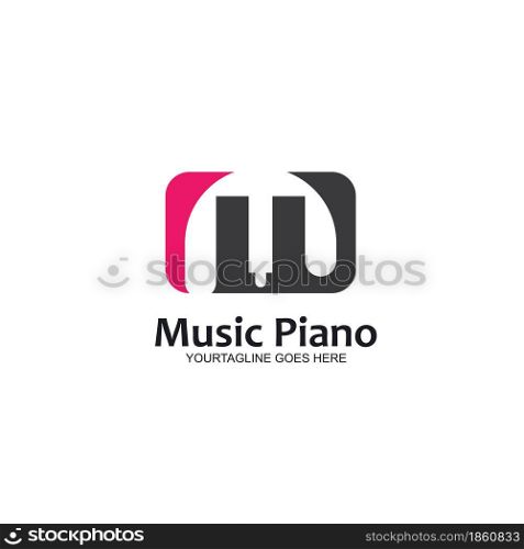 m letter piano icon vector illustration concept design template