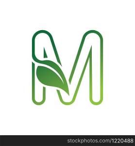 M Letter with leaf logo or symbol concept template design