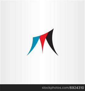 m logo blue red black letter icon