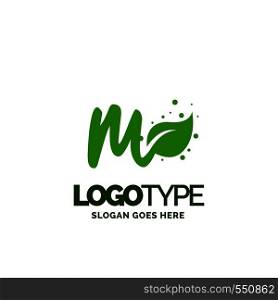 M logo with Leaf Element. Nature Leaf logo designs, Simple leaf logo symbol. Natural, eco food. Organic food badges in vector. Vector logos. Natural logos with leaves. Creative Green Natural Logo template.