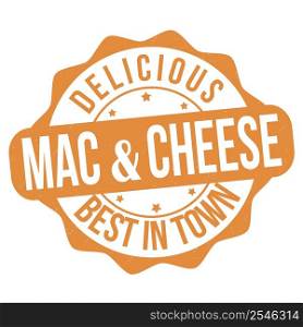 Mac and cheese label or stamp on white background, vector illustration