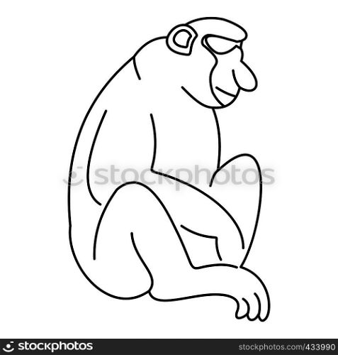 Macaque icon in outline style isolated on white background vector illustration. Macaque icon, outline style