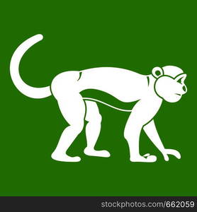 Macaque icon white isolated on green background. Vector illustration. Macaque icon green