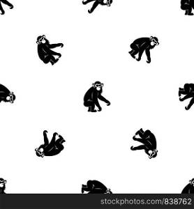 Macaque pattern repeat seamless in black color for any design. Vector geometric illustration. Macaque pattern seamless black