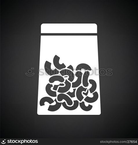 Macaroni package icon. Black background with white. Vector illustration.