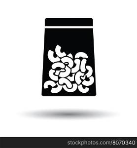 Macaroni package icon. White background with shadow design. Vector illustration.