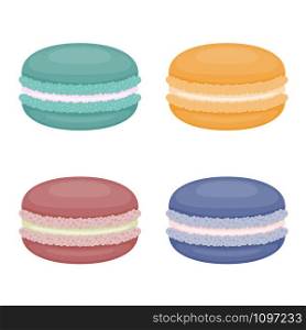 Macarons set. French macaroons. Colorful sweet sandwich cookie.