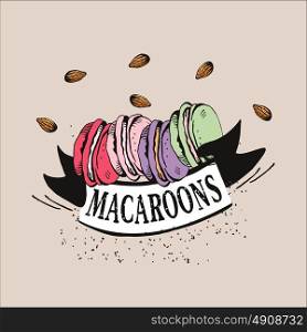 Macaroons - hand drawn in vector. Vintage. Vector illustration.