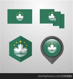 Macau flag design set vector