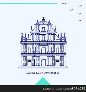 MACAU PAULS CATHEDERAL skyline vector illustration
